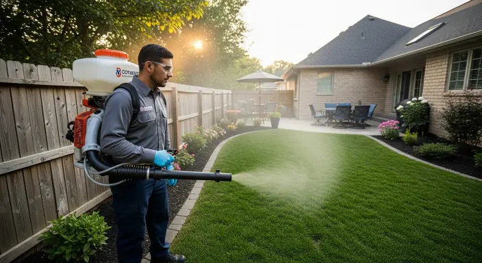 A professional man spraying mosquito spray