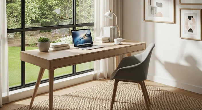 Bright home office addition with desk