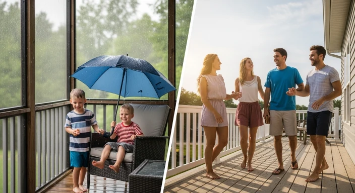 Deck vs porch in different climate